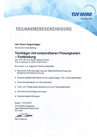 Fortbildung Tankläder mit entzündbaren Flüssigkeiten