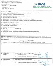 Zertifikat IWA Entsorgungsfachbetrieb