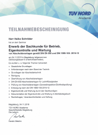 Erwerb der Sachkunde für Betrieb, Eigenkontrolle und Wartung von Abscheideranlagen