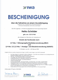 IWA-Grundlehrgang für Fachbetriebsbeauftragte